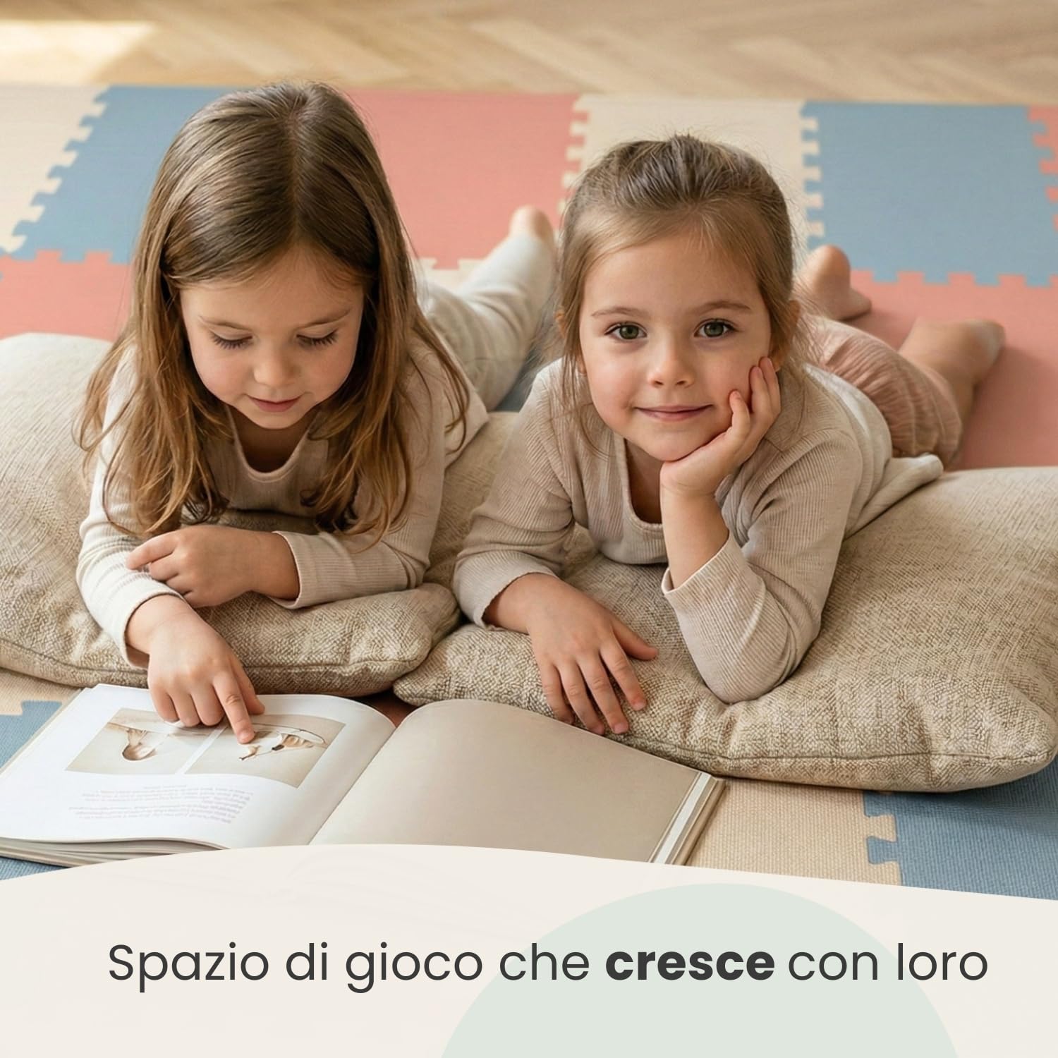 LittleTom 27 Pezzi Tappeto Puzzle per Bambini - Certificato TÜV - Piastrelle EVA con Bordi 30x30 cm - Pavimento Morbido e Antiscivolo - Superficie Puzzle Protettiva per la Cameretta e Gioco a Terra