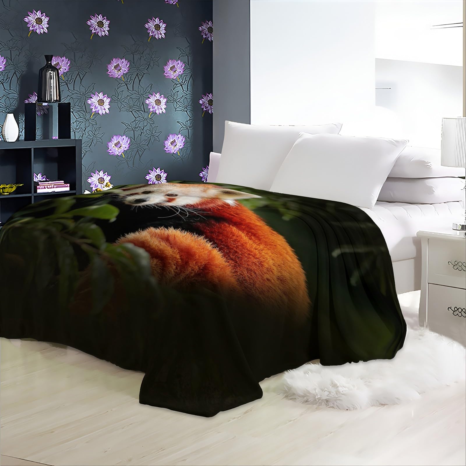 Plaid Couverture Polaire Panda Roux Animal 180x200 cm Couverture Polaire en Microfibre Douce, Couverture en Peluche Chaude et Confortable pour Canapé ou Lit