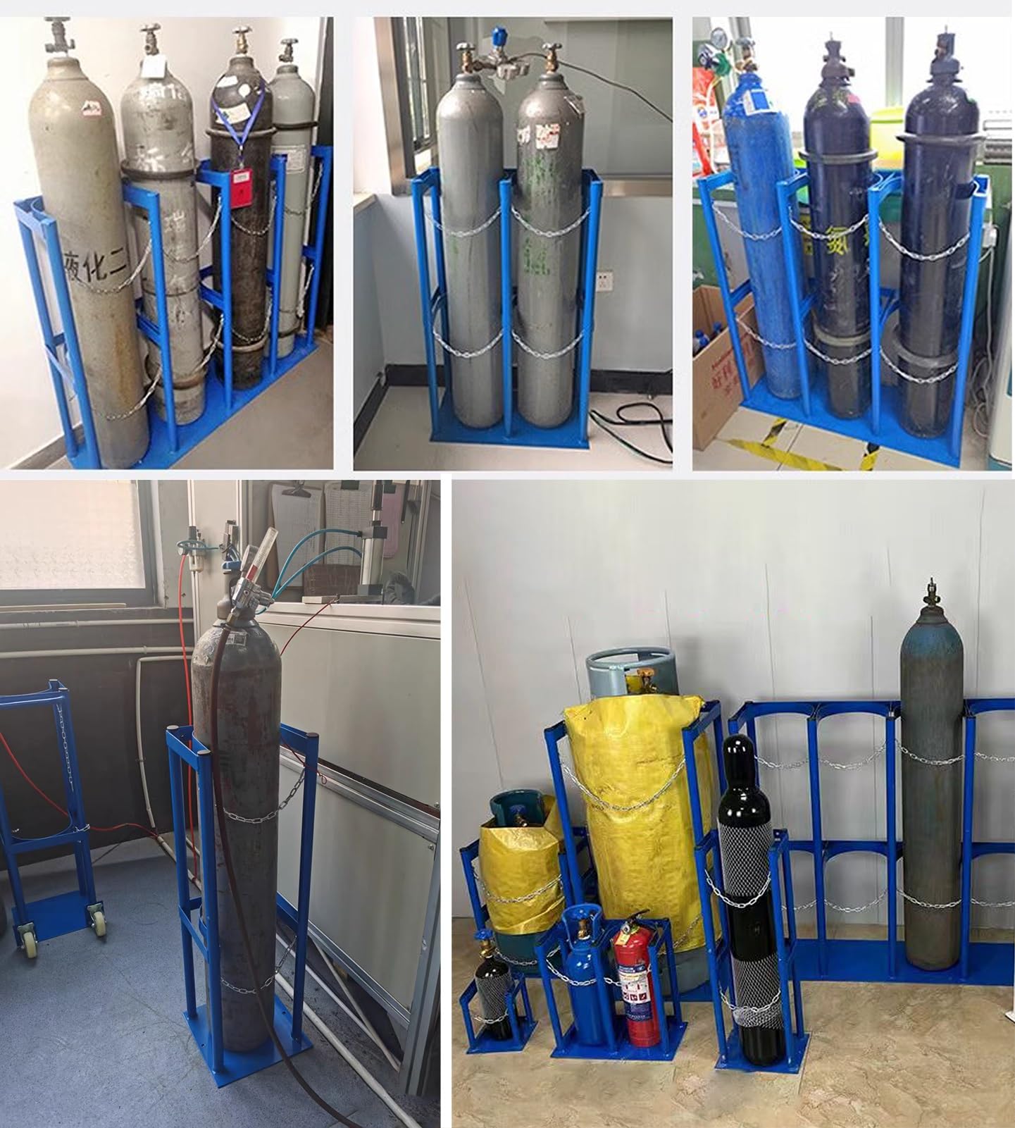 Stojak na zbiornik na tlen do montażu na podłodze, metalowy uchwyt na butle acetylenowe, gazowe i propanowe, wózek wysyłkowy z cylindrem medycznym