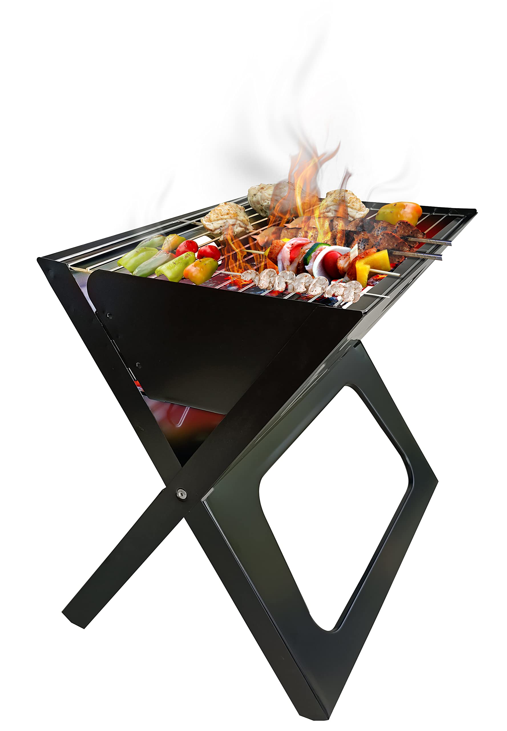 IBELL Ca-19A Foldable Briefcase Style Charcoal Barbecue And Tandoor Grill Barbeque Stand For Outdoor Picnic Camping And Traveling, Free Standing