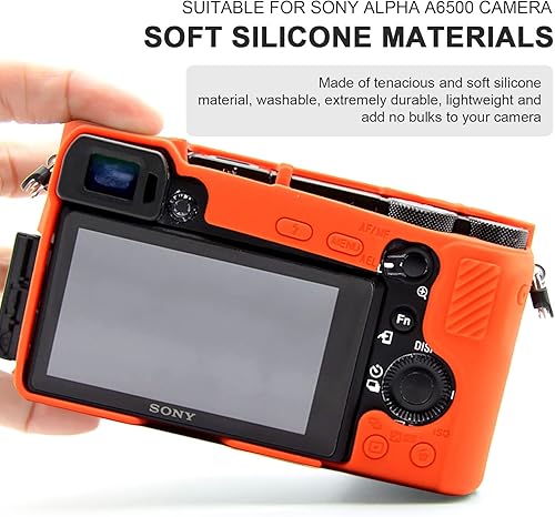 Miniatura 9 de Easy Hood Funda para cámara digital Sony Alpha A6500 ILCE-6500, carcasa de silicona suave antiarañazos, cubierta protectora de piel (rojo)