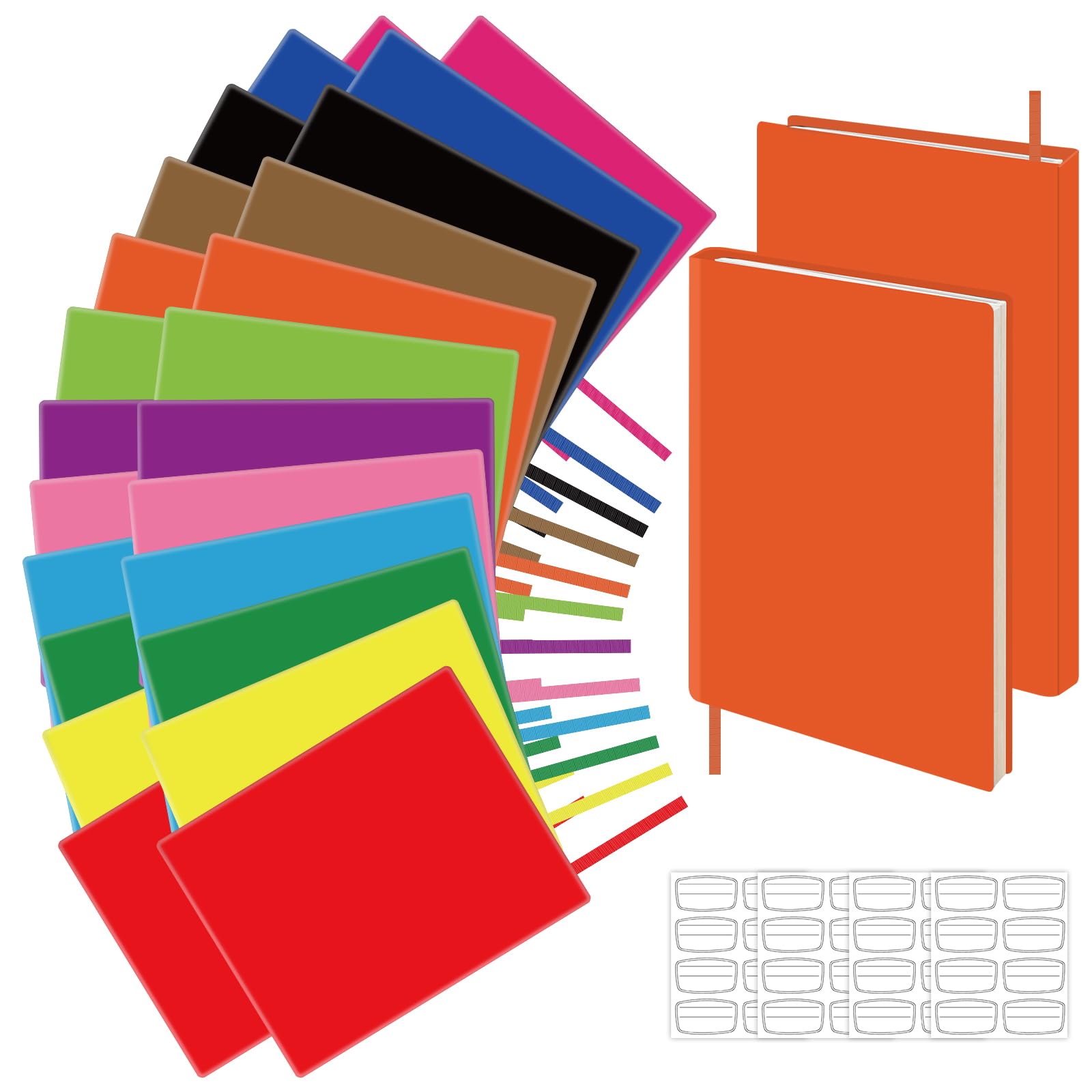 24 copertine per libri in tessuto elasticizzate, riutilizzabili, con etichetta adesiva, lavabili, per la maggior parte dei libri di testo con copertina rigida fino a 25,4 x 31,8 cm, colori vivaci