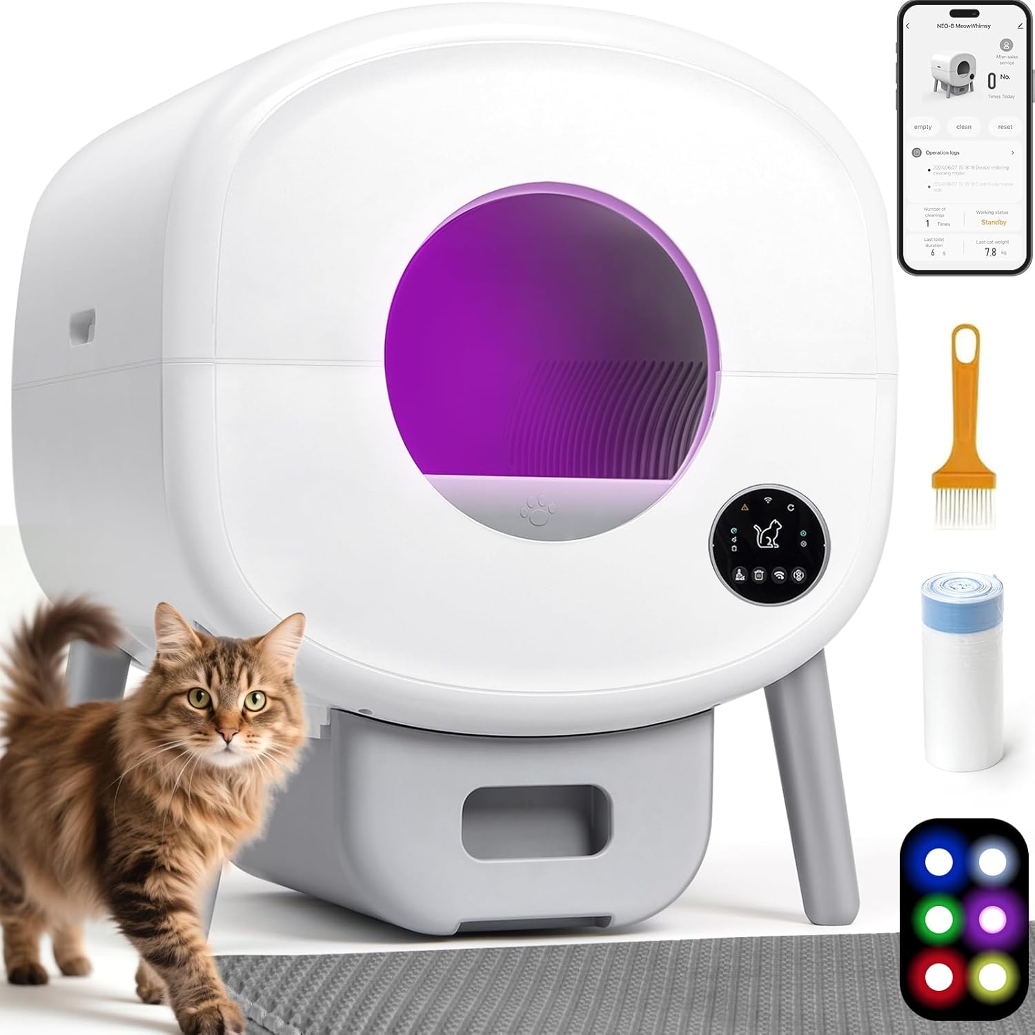 Product image of Self Cleaning Litter Box: Automatic Cat Box with App Control, Odor-Free Smart Cleaning System for Multiple Cats, Large Self-Cleaning Solution