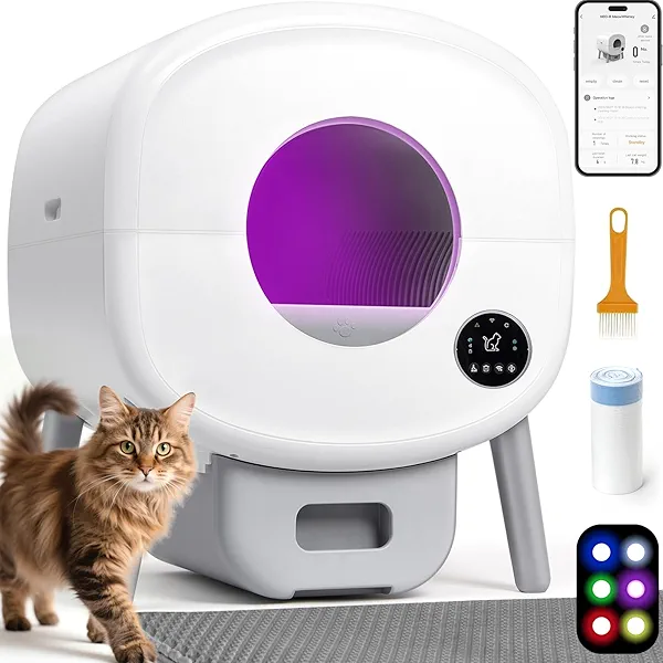 Wagorific Self Cleaning Litter Box: Automatic Cat Box with App Control, Odor-Free Smart Cleaning System for Multiple Cats, Large Self-Cleaning Solution