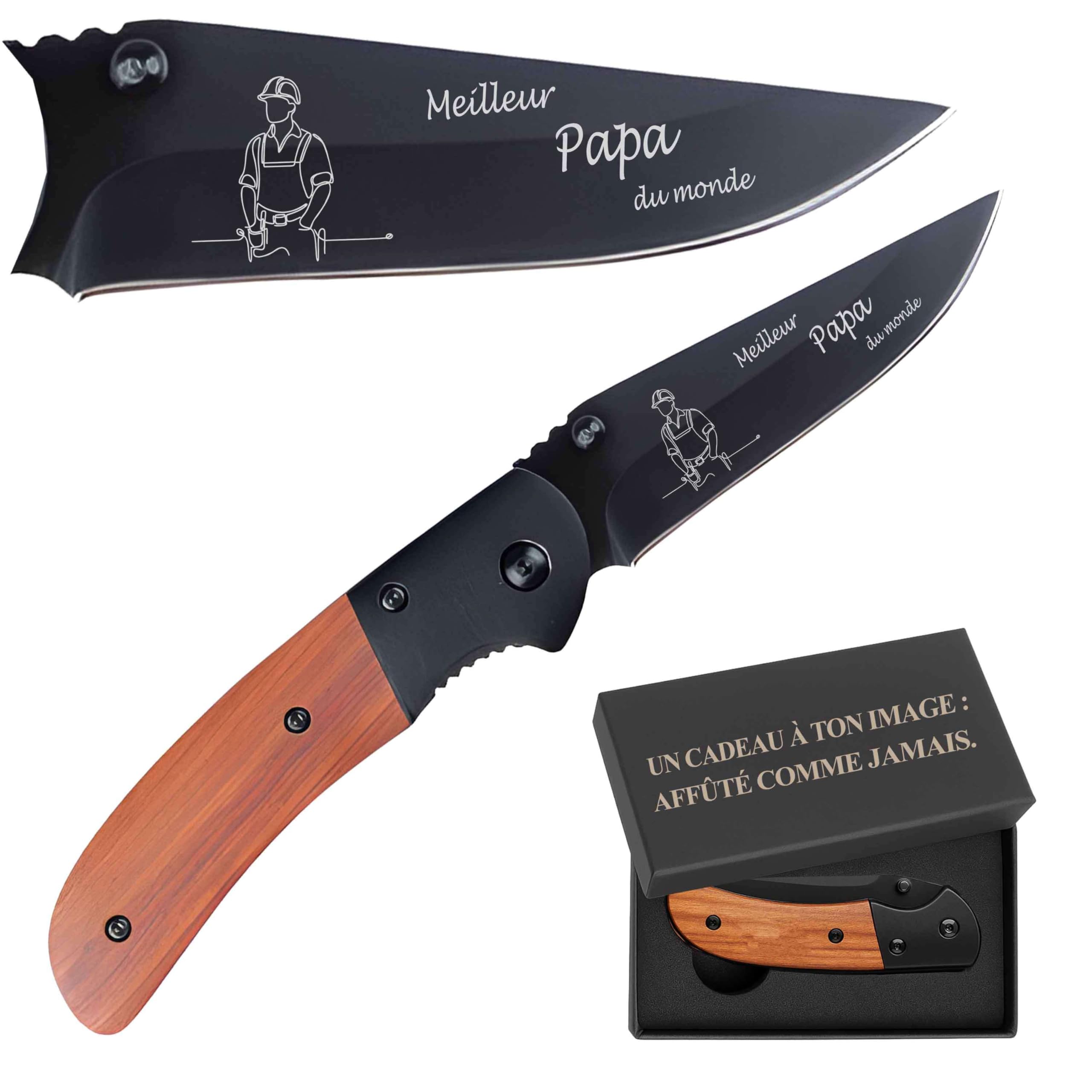 Planetee Couteau Bricoleur Meilleur Papa du monde | Canif | Couteau pliant | Ouvrier Manuel Outils | Boîte de rangement | Idée Cadeau Noël Papa Anniversaire