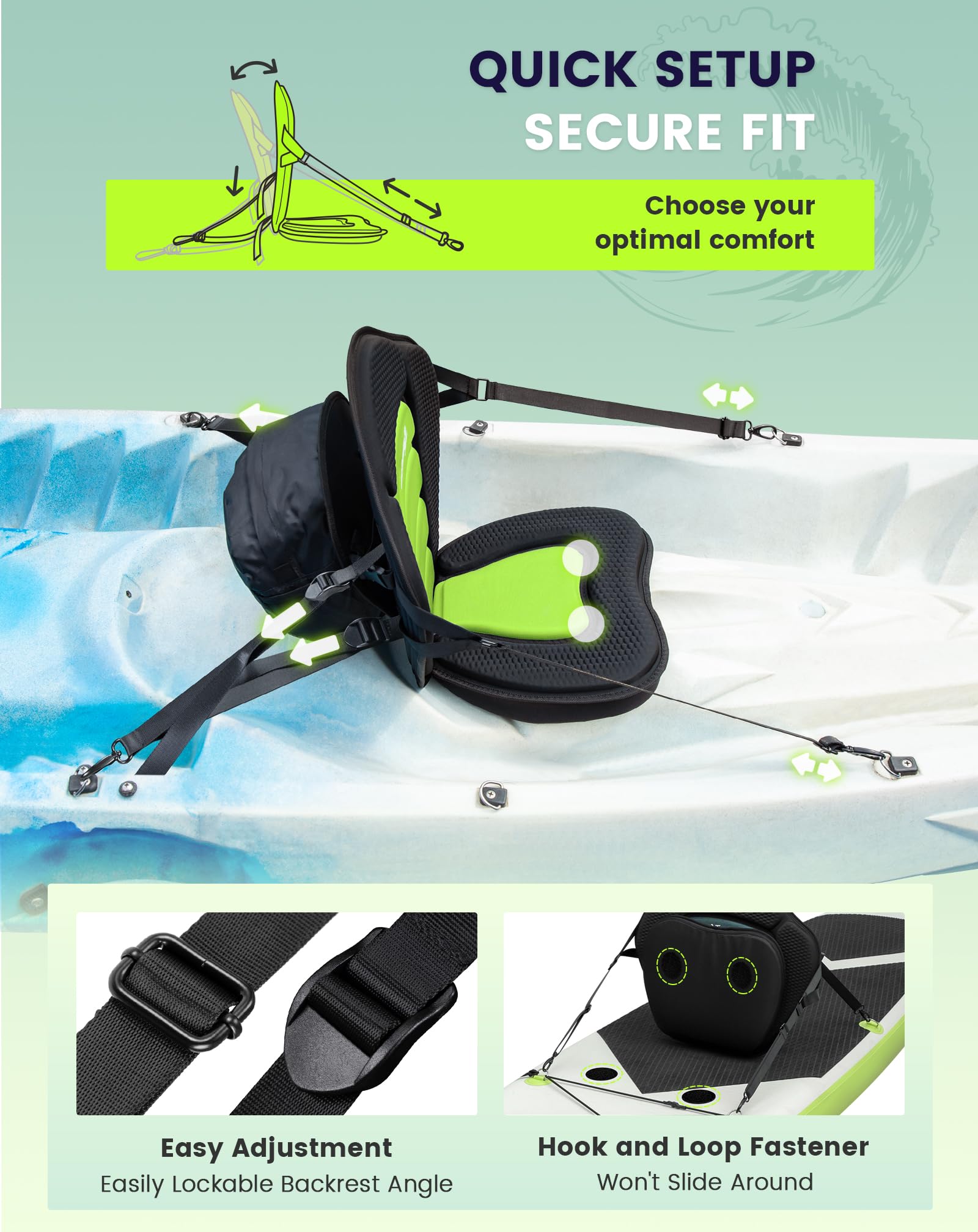 BRANTMAKER SUP - Sedile per tavola SUP, per kayak, universale, adatto per canoe e kayak