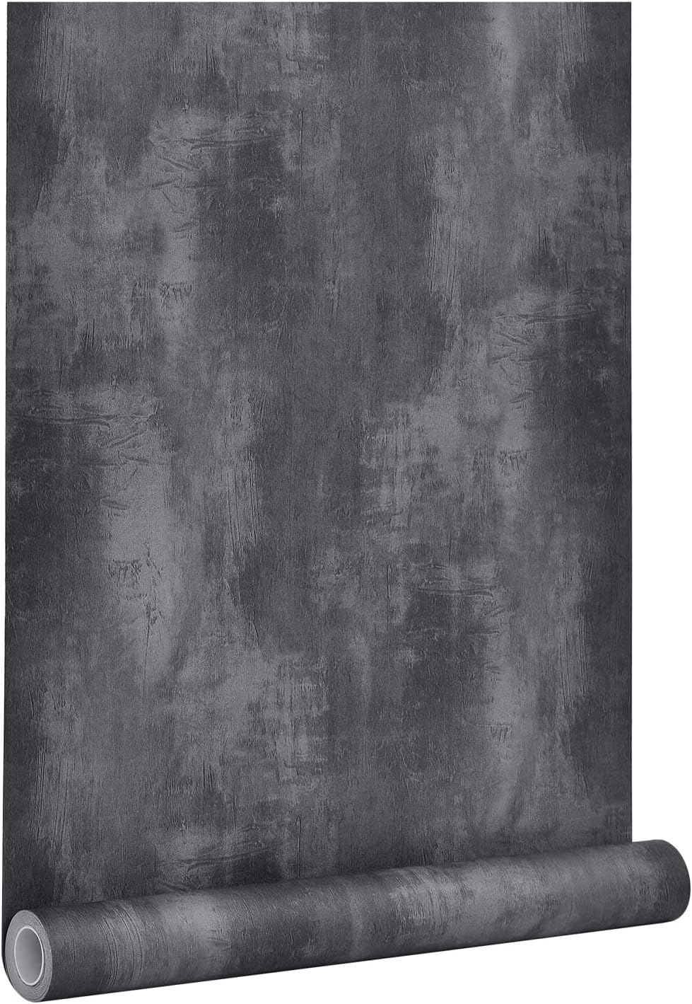 24"x394" Black Grey Concrete Contact Paper Peel and Stick Wallpaper Removable Thick Matte Textured Cement Wallpaper for cabinets Kitchen Countertops Bedroom Self-Adhesive Vinyl Waterproof 24"x394" D