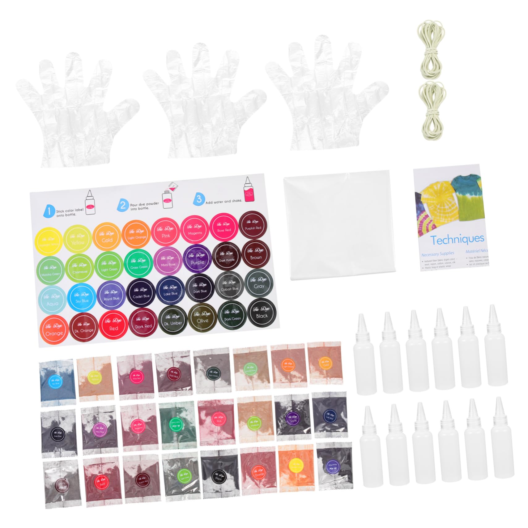 Kit Tintura Tie Dye 24 Colori in Polvere per Tessuti Colorati senza Odore per Magliette Abiti Adulti e Ragazzo Ragazza