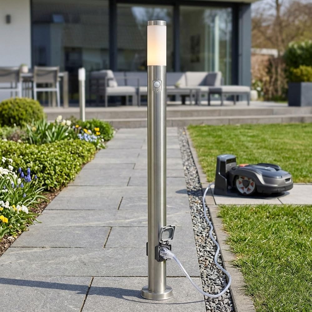 Lampa zewnętrzna ze stali nierdzewnej ścieżka ogrodowa światło czujnik ruchu gniazda stojak oświetlenie Globo 3159ks
