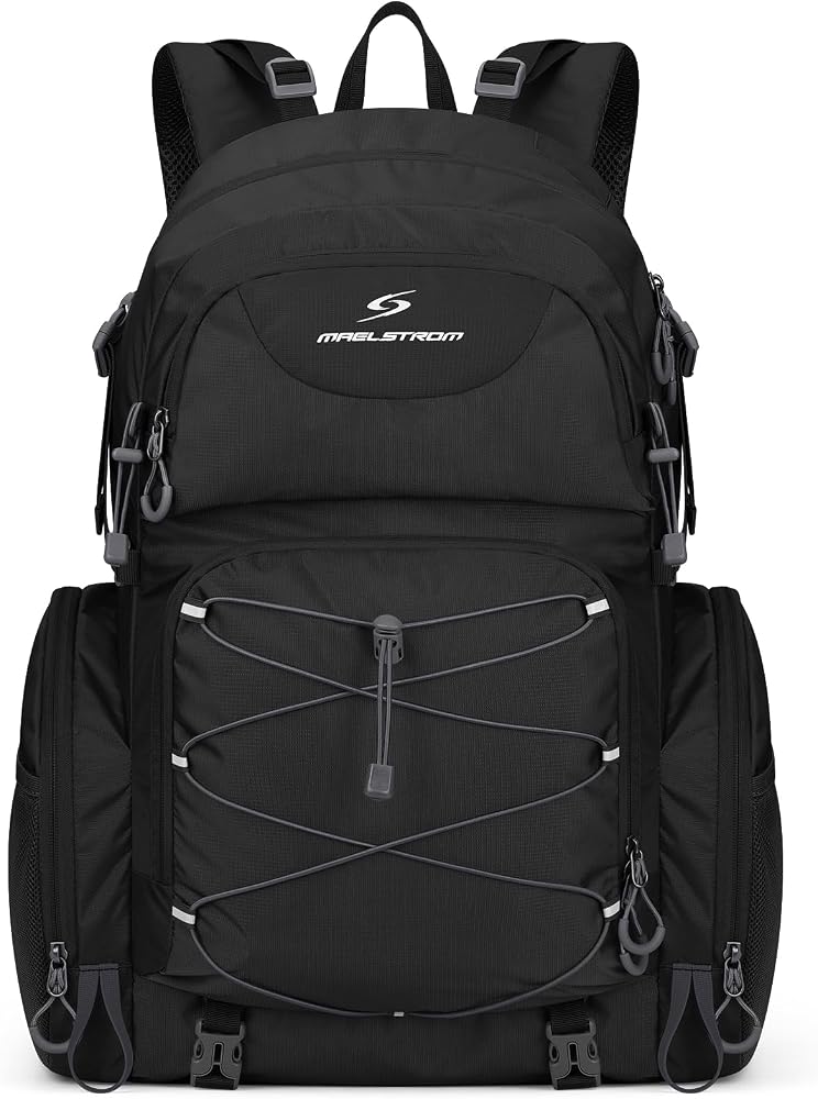 Maelstrom 40L Waterproof Hiking Backpack, Lightweight Travel Daypack | Rain Cover,Hydration-Ready, Tripod Straps, Load Compression, Survival Whistle, Perfect For Men, Women,Camping,Travel