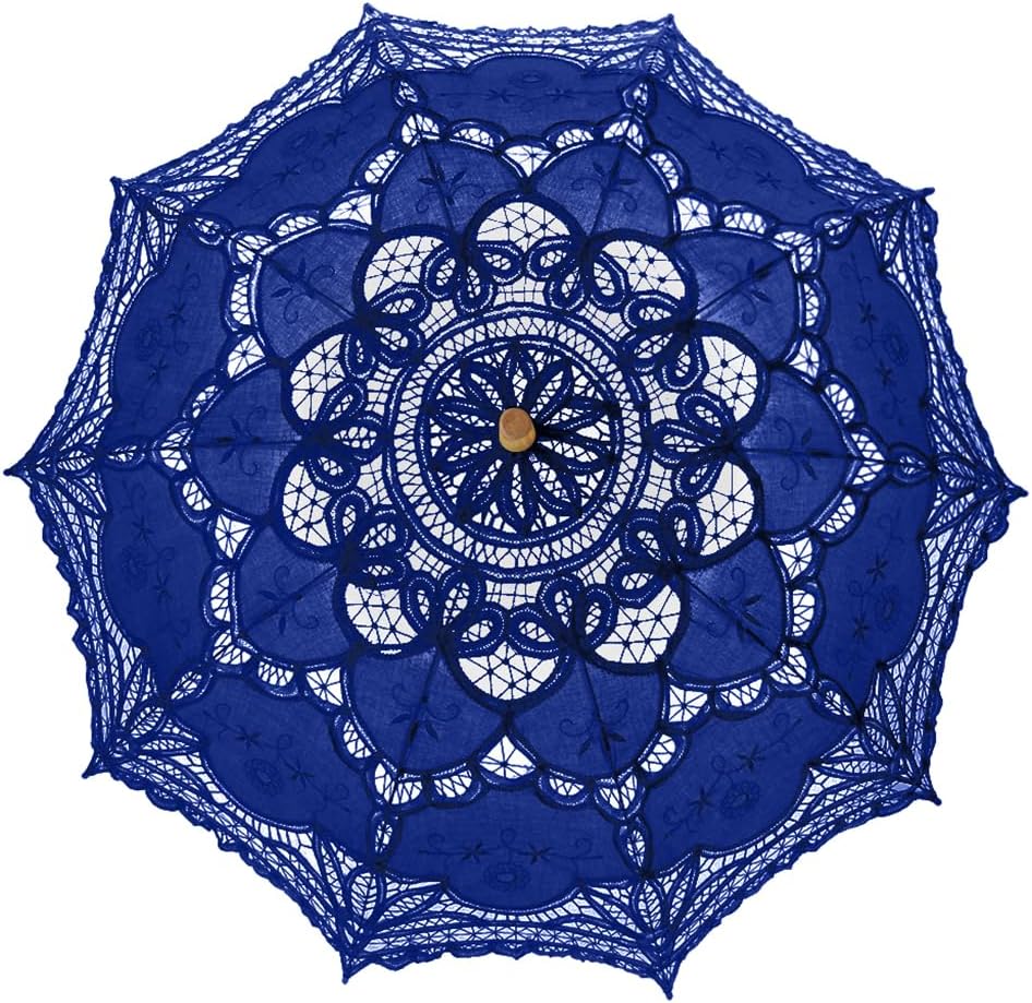 TopTie Vintage Lace Parasol, Wedding Bridal Umbrella, Photograph Parasol, Party Decorations Supplies