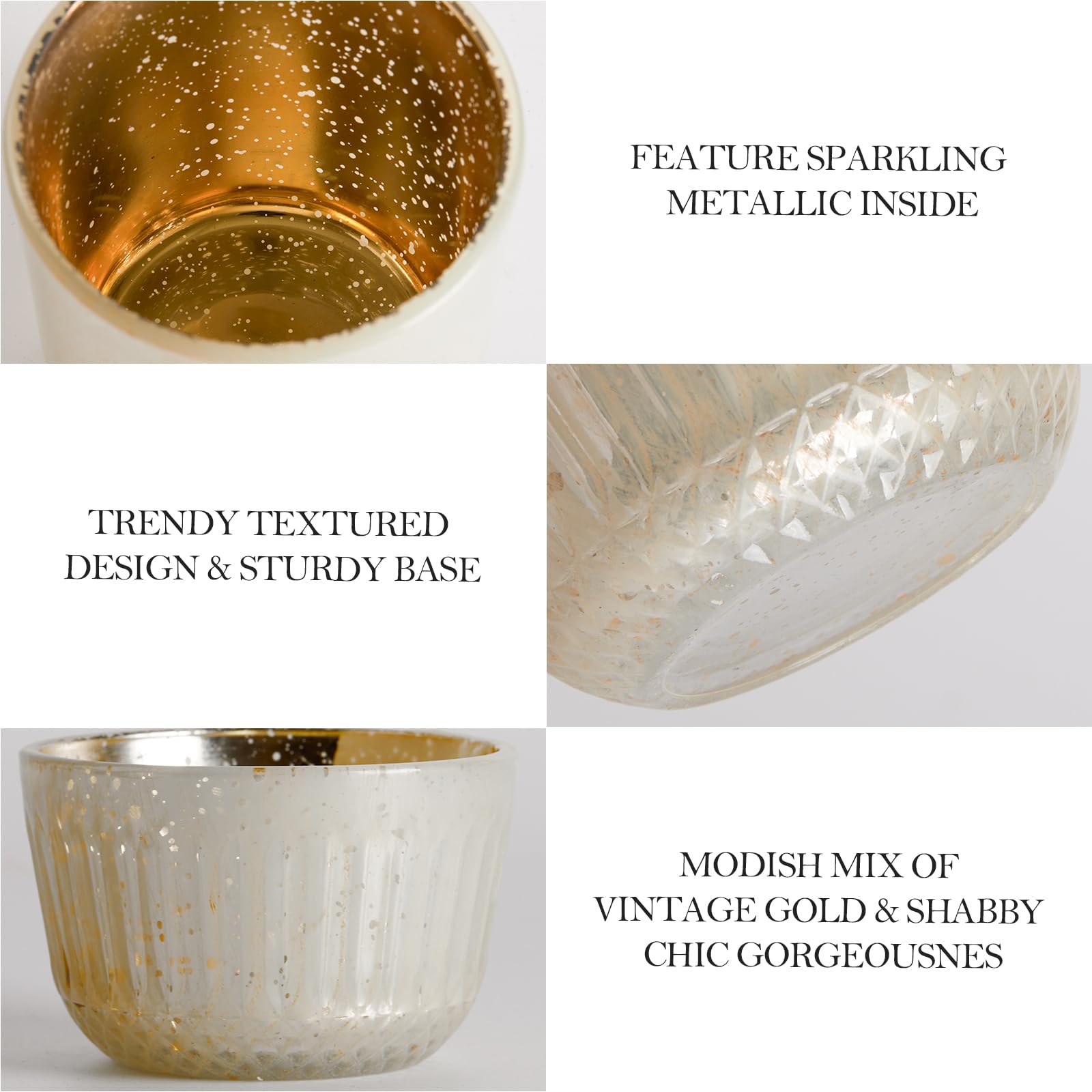 DN DECONATION Teelichthalter Gold, 8er-Set Kerzenhalter Glas, Votivkerzenhalter aus Quecksilberglas für den Tischaufsatz bei Hochzeiten, Partys, Herbst | Votivkerzenhalter, Vintage-Teelichthalter für Hochzeiten, Partys, Tafelaufsätze, Dekorationen
