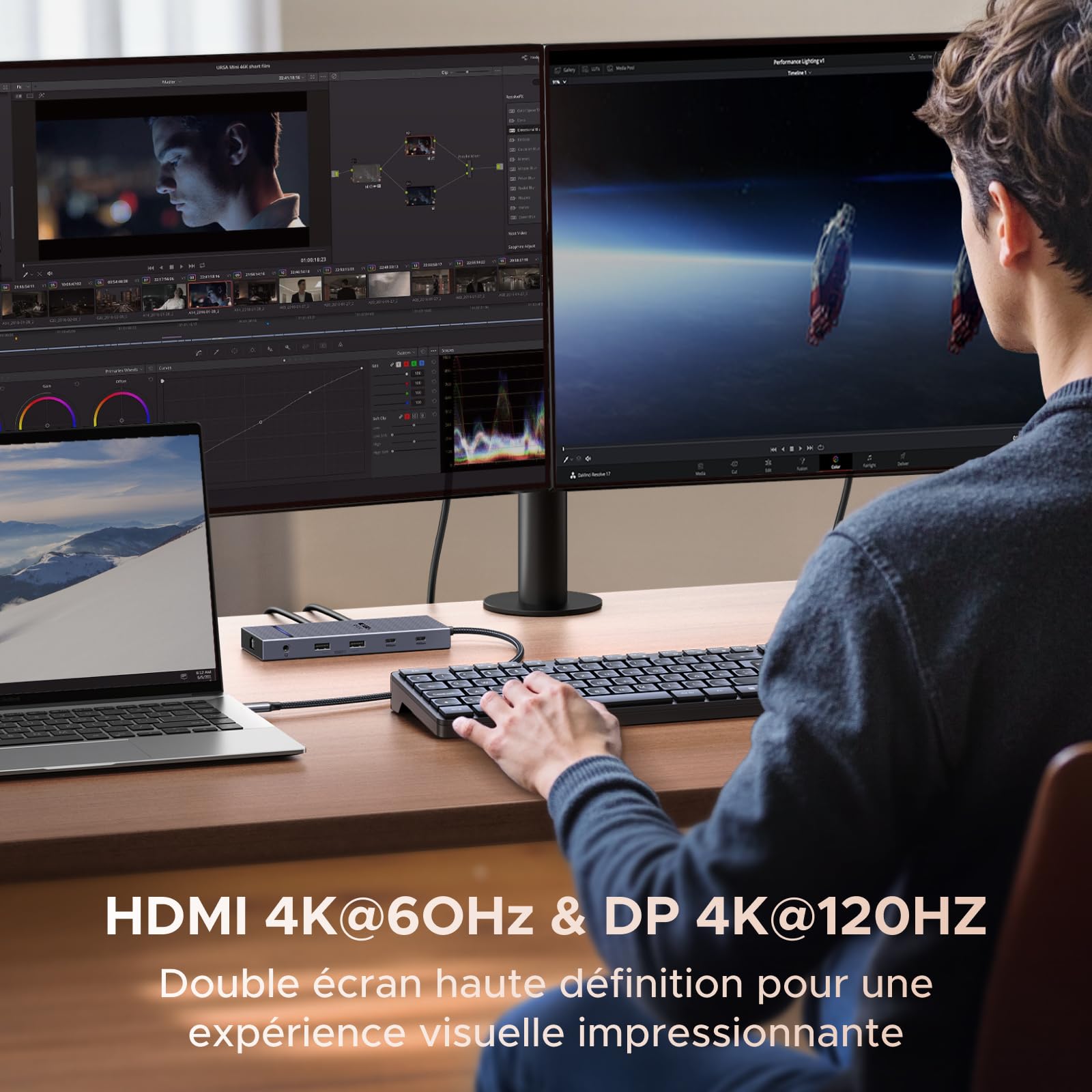 UGREEN Revodok Pro 2111 Hub USB C 11 en 1 Docking Station Double Affichage | 1 HDMI 4K60Hz, DisplayPort 4K120Hz, 10Gbps, 2A2C Data Ports, Ethernet Gigabit, PD 100W Charge, SD TF, Audio 3,5mm