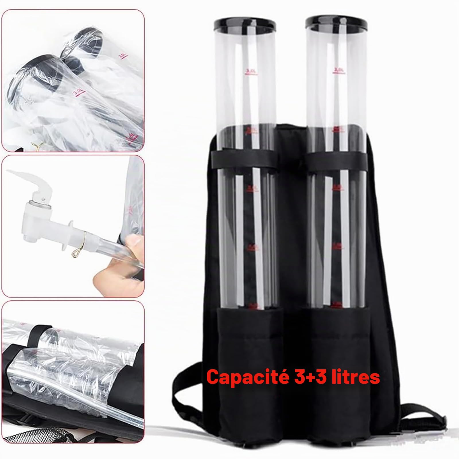 NGARY Distributeur De Boissons À Dos À Double Réservoir avec 2 Sorties | Distributeur De Sac À Dos De Bière De 3 + 3 Litres, Liqueur Liquide De Boisson À Double Baril, Pour Fête En Plein Air
