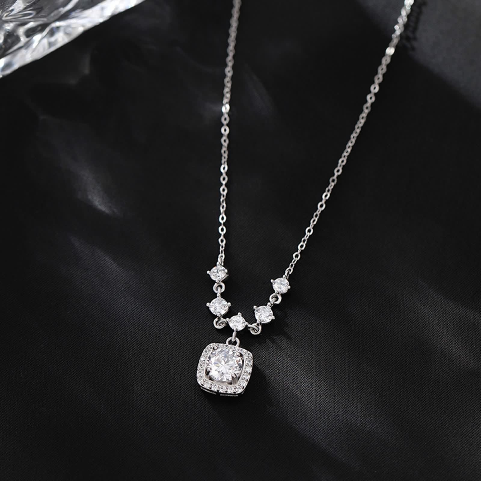 Moissanite Necklace, Women's Necklace Elegant Pendant Chain 9K/14K/14K / 18K Elegant 40+5cm Long