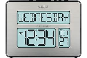 La Crosse Technology Atomic Clock with Backlight for Enhanced Nighttime Visibility