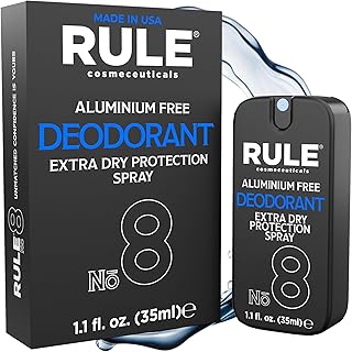 Rule No.8 Deodorant Spray for Men - Aluminum Free & Extra Dry Protection - Strong Odor Control - Antiperspirant for Underarm & Body - Sport & Travel Size Deodorant for Active Men - 30mL