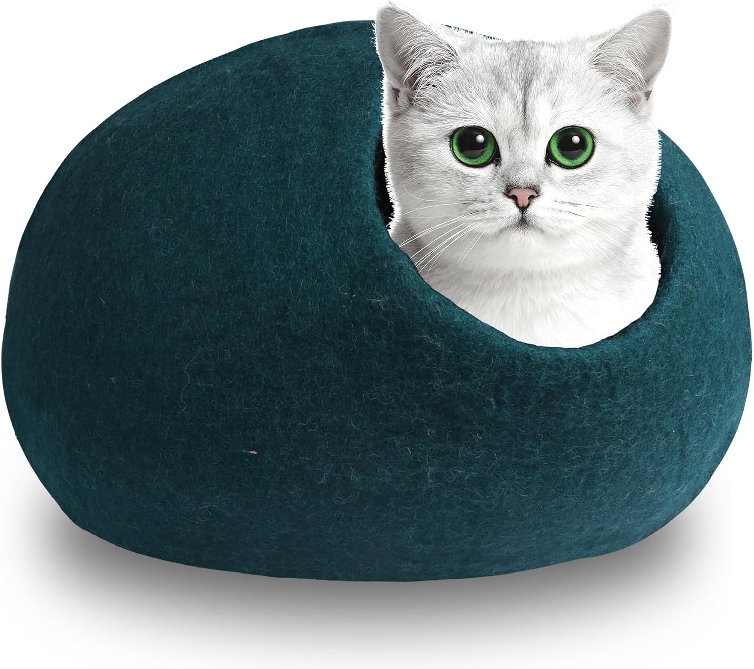 Premium Felt cat Bed cave,Indoor and Outdoor cat House - Handmade and 100% Merino Wool- Eco Friendly Medium Sized Felt Cat Cave- for Cats and Kittens (Grey)