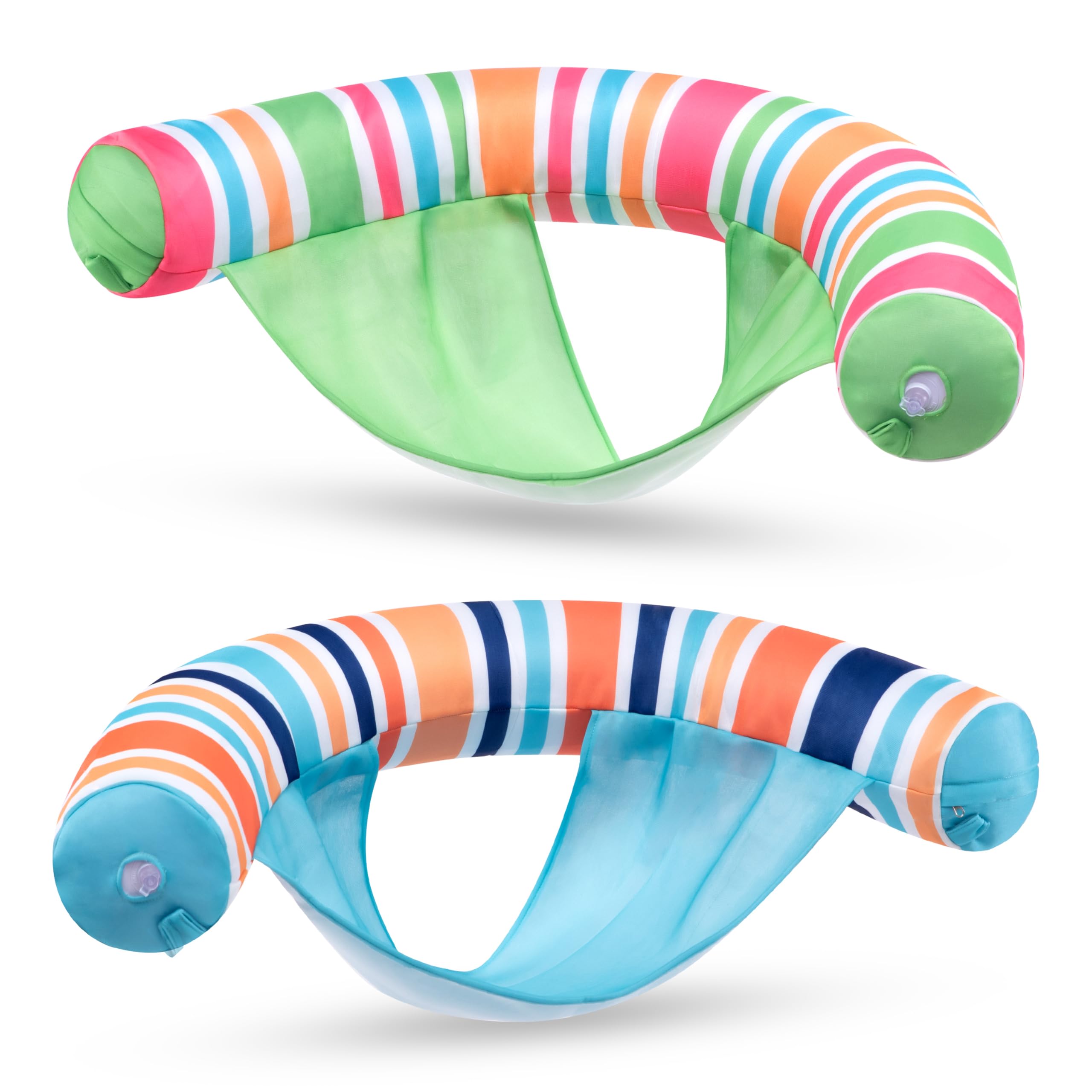 Inflatable Pool Floats Chairs Adults, 2 Packs Floating Noodle Chair with Stripes Design Soft Fabric Covered with Sling for Swimming Pool Water Chair Pool Lounger Party Floaties