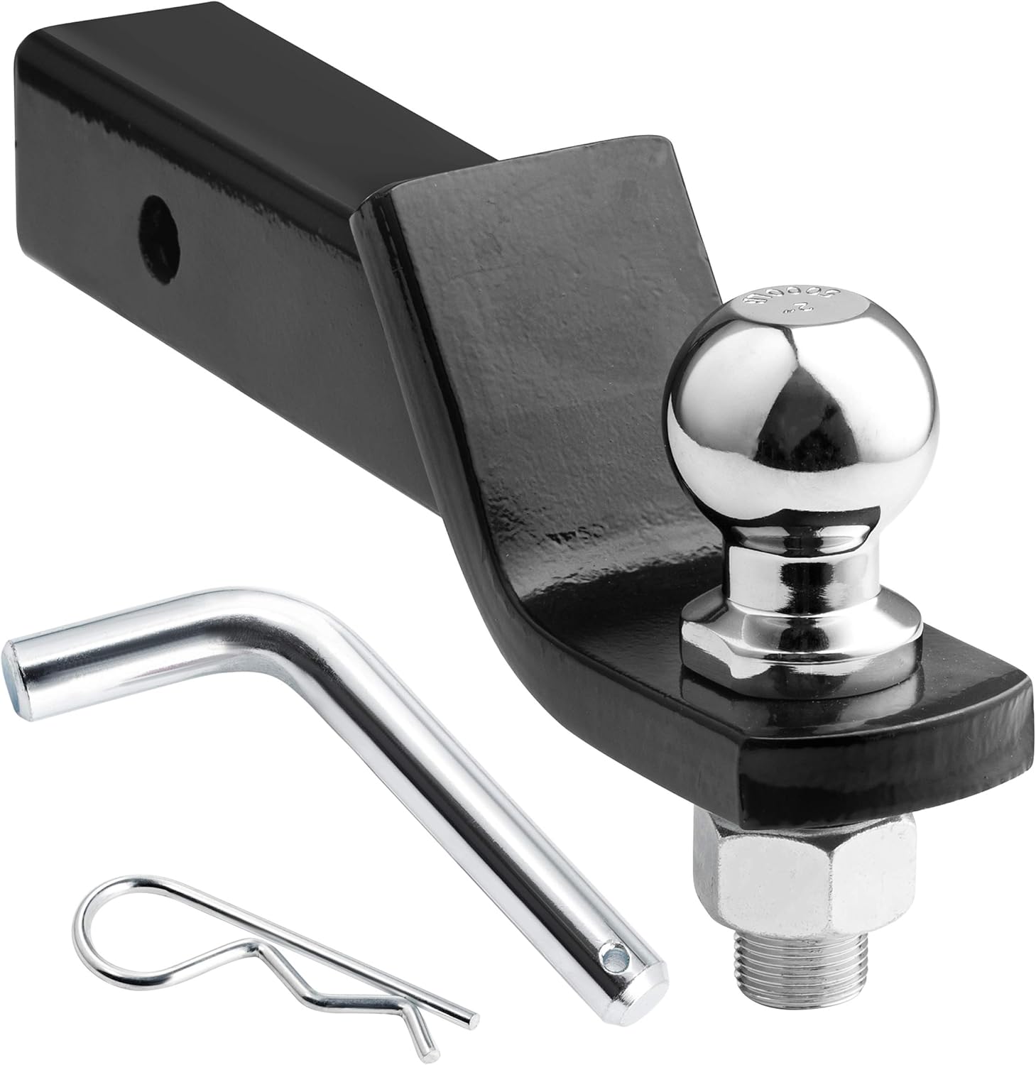 Trailer Hitch Mount Towing Accessory Kit with 2-Inch Ball Rated to 5000 Pounds Includes 2” Drop and 5/8” Standard Pin Plus Cotter Pin, Fits 2 in. Receiver