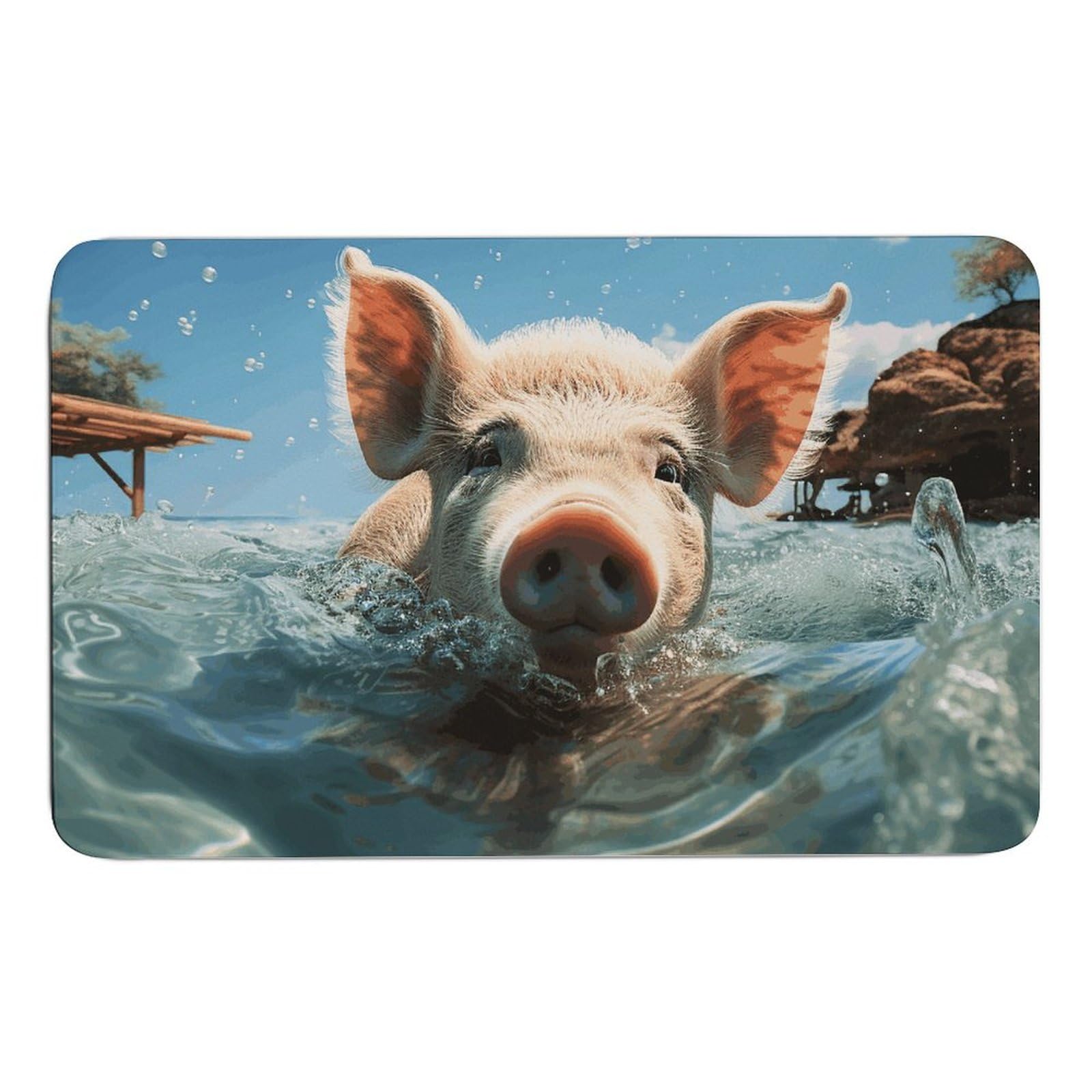 NTVOWPZO PigSwim Bathe Stone Bath Mats PigSwim Bathe Diatomaceous Earth Bath Mat Super Absorbent Bathroom Floor Mat Quick Drying Shower Mat for Shower Bathtub Bathroom Accessory