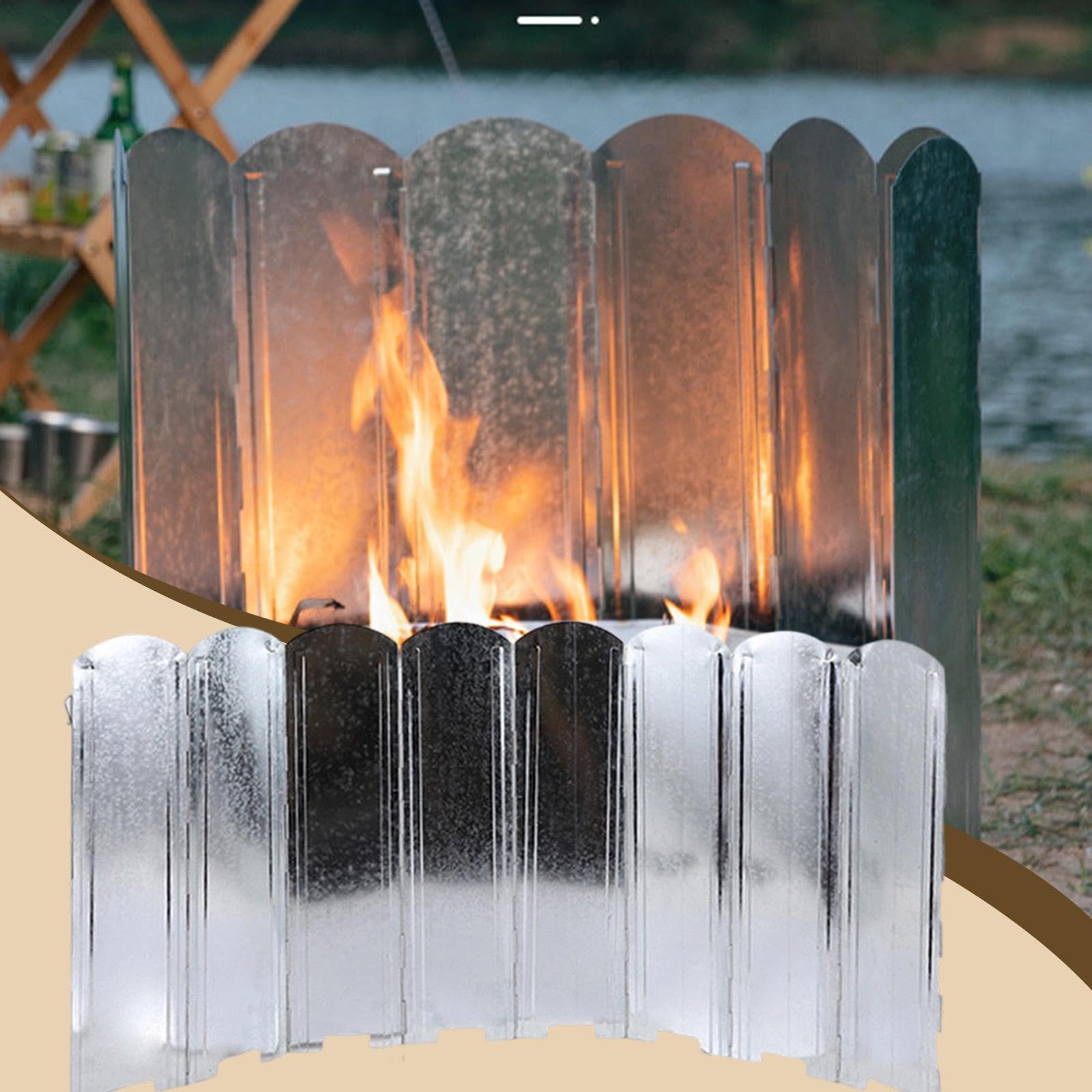 B Baosity Paraviento para Estufa de Camping Cortavientos Portátil Metálico Plegable para Cocinar con Protección de Y Estructura Duradera Adecuado para Act, Plata, 60 Cm de Altura