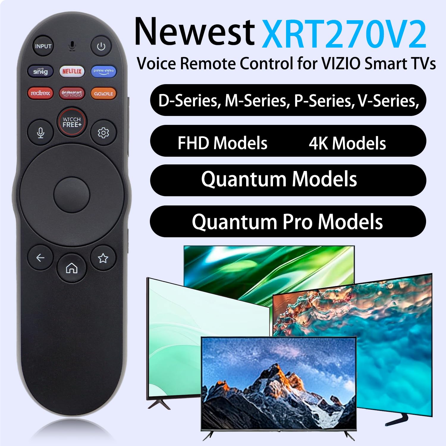 Telecomando vocale di ricambio universale compatibile con Vizio Smart TV XRT270 XRT260 XRT140 XRT136 FHD 4K QLED UHD SmartCast TV serie (D/V/M/P Series 4K/Quantum/Quantum Pro)