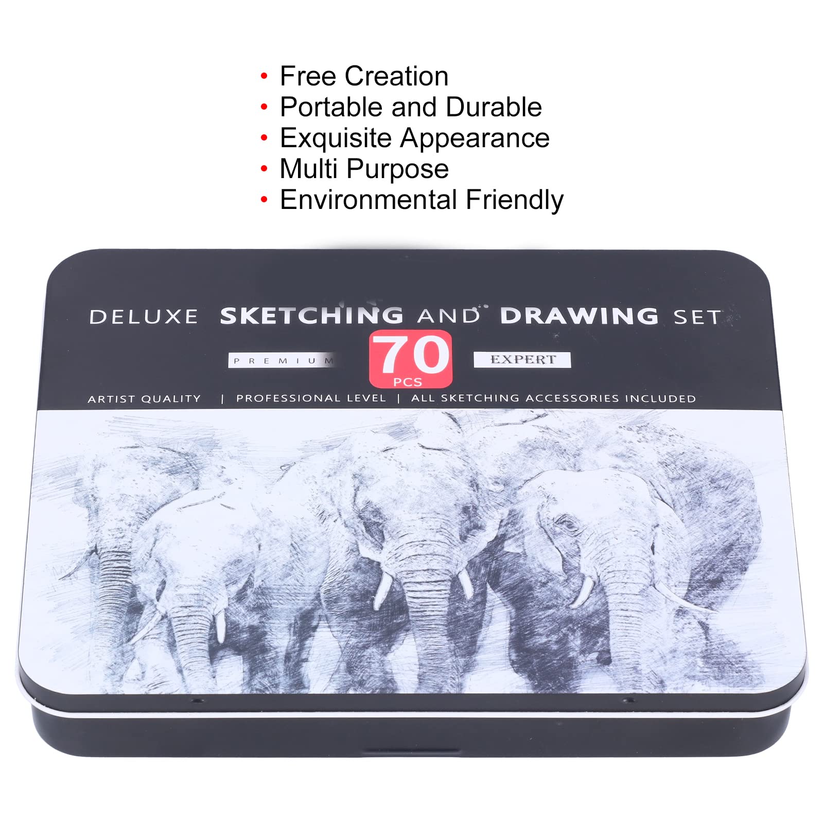 Fdit Ensemble de Fournitures D'art de 72 Pièces avec Carnet de Croquis et étui, Kit de Dessin Professionnel pour Artistes Débutants Adultes Adolescents Enfants, Graphite, Crayon à