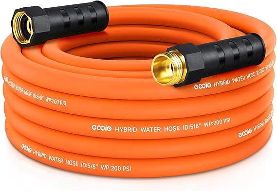 Garden Hose 25 ft x 5/8", NON-EXPANDING Flexible Water Hose, Kink Resistant Lightweight Hybrid Hose, Leakproof Yard Hose with Male to Female Fittings