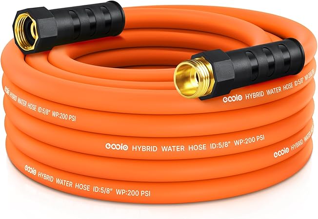 Garden Hose 25 ft x 5/8", NON-EXPANDING Flexible Water Hose, Kink Resistant Lightweight Hybrid Hose, Leakproof Yard Hose with Male to Female Fittings