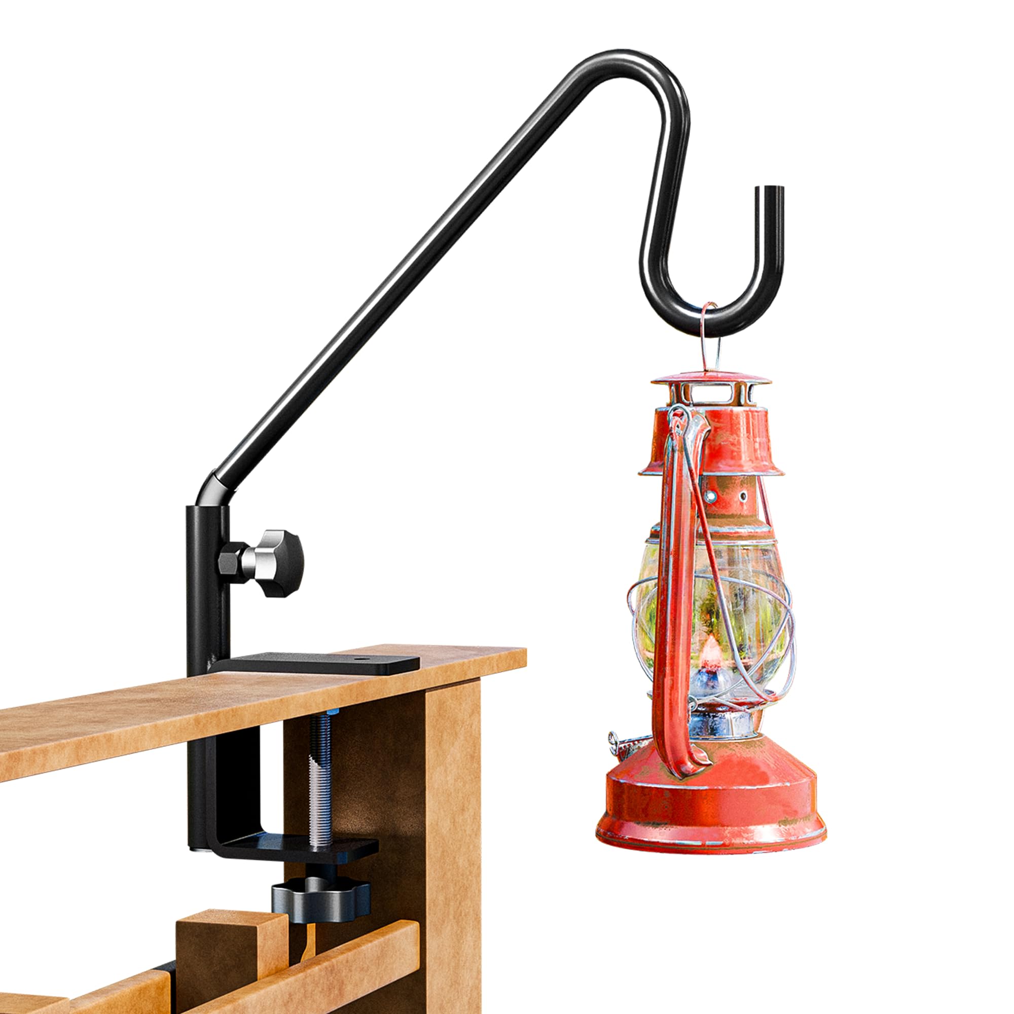 Idzo Deck Bird Feeder Hanger for Railing, 11inch Deck Hook for Bird Feeder Pole, Durable 3 Layers Powder Coated & Sturdy 1 Piece Solid Steel Construction for Hanging Decorations