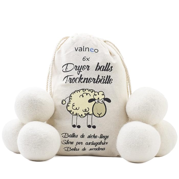 Buy VALNEO 6 Dryer Balls Made of Natural Sheep Wool for Laundry