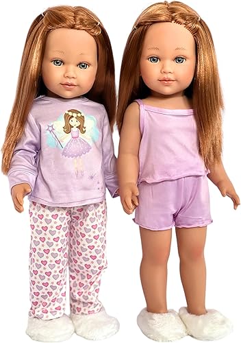 Ropa de muñeca de 18 pulgadas, pijamas moradas con ropa interior a juego para muñecas Kennedy y Friends de 18 pulgadas y todas las demás muñecas de