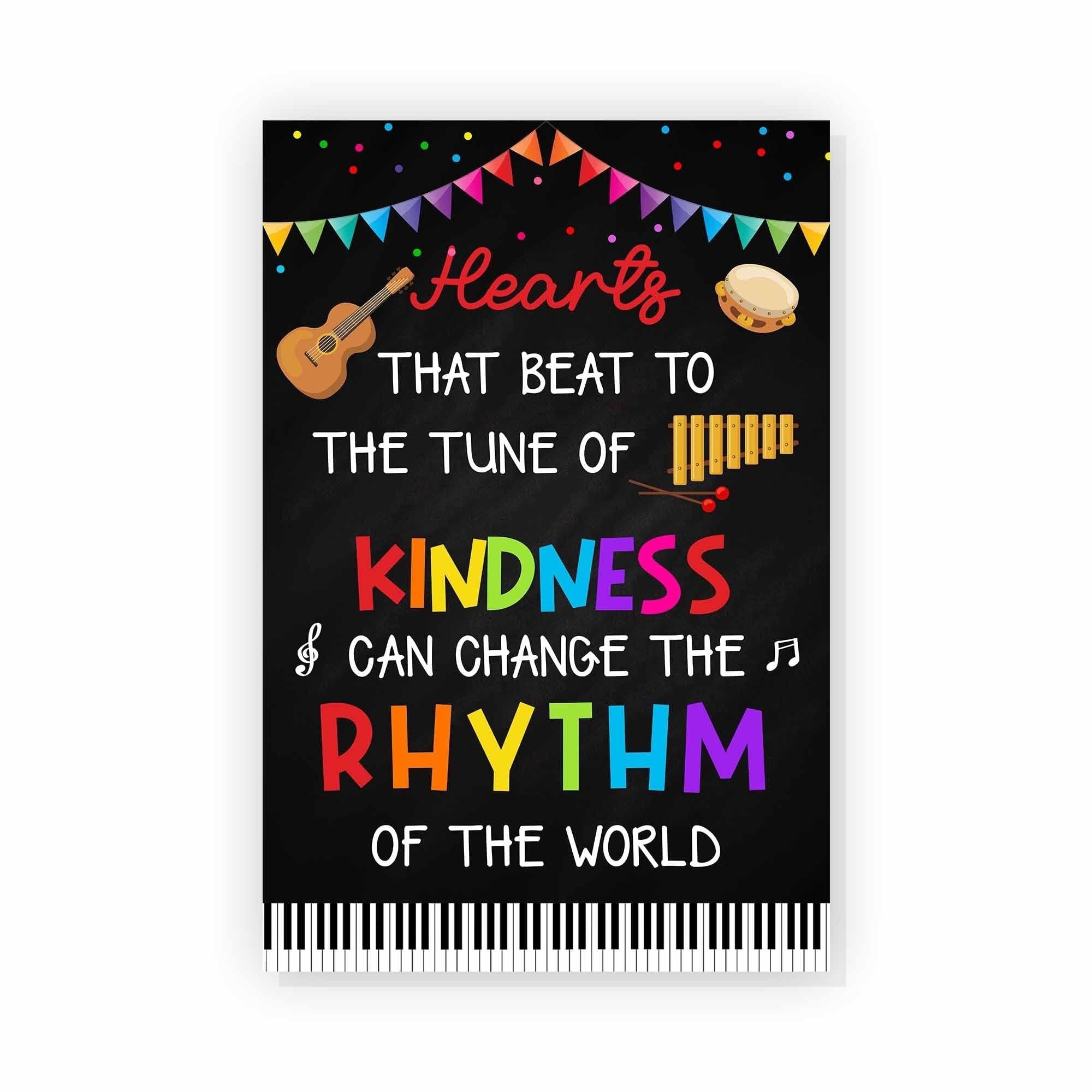 HGETJOHXEM Heart That Beat - Motivational Music Poster, Classroom Decoration for Piano, Vocal Teachers, Orchestra(Framed,16x24inch(40x60cm))
