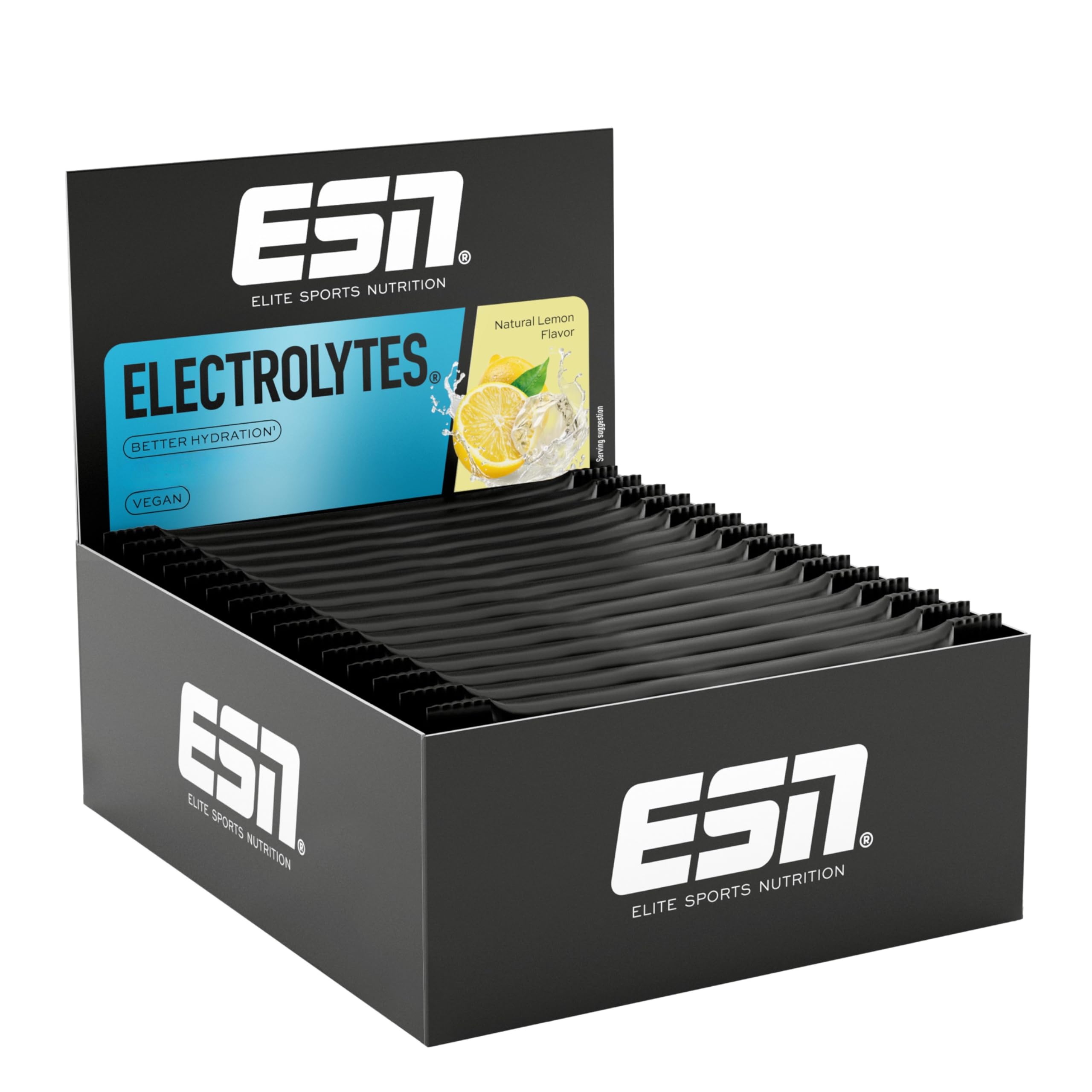ESN Electrolytes Powder Pro, Natural Lemon, 337,5 g - Sodium, Calcium, Potassium, Magnesium - Vegan, Laboratory Tested, Made in Germany