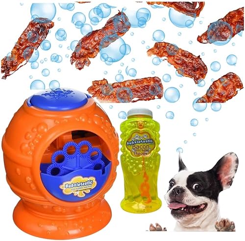 Miniatura 2 de Bubbletastic Máquina de burbujas de tocino para perros, incluye burbujas de tocino de 8 onzas, no tóxica, segura para perros
