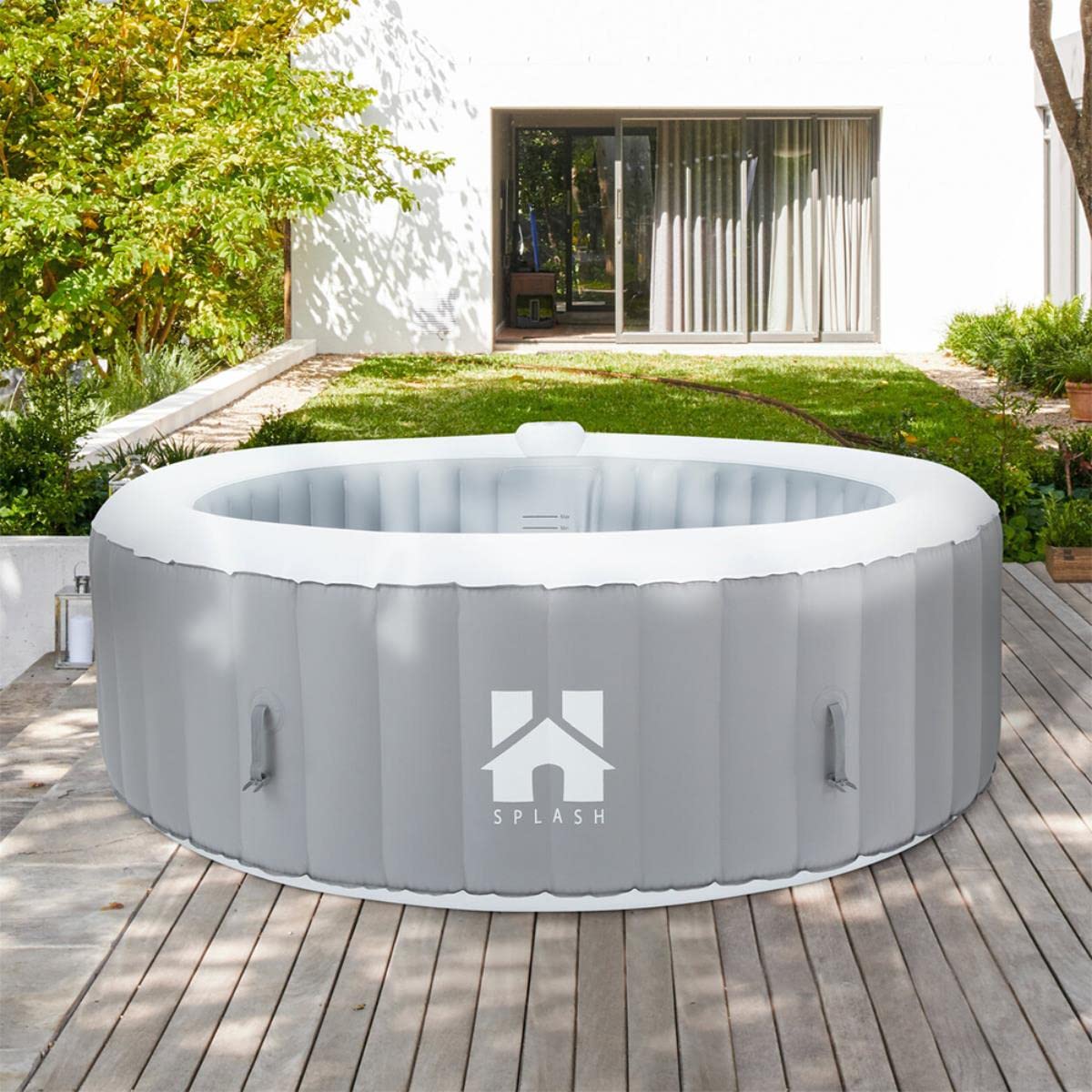 Vasca idromassaggio di lusso per esterni St. Moritz Splash grigio Hot Tub gonfiabile con riscaldamento per 6 persone spa piscina benessere giardino economico (grigio chiaro)