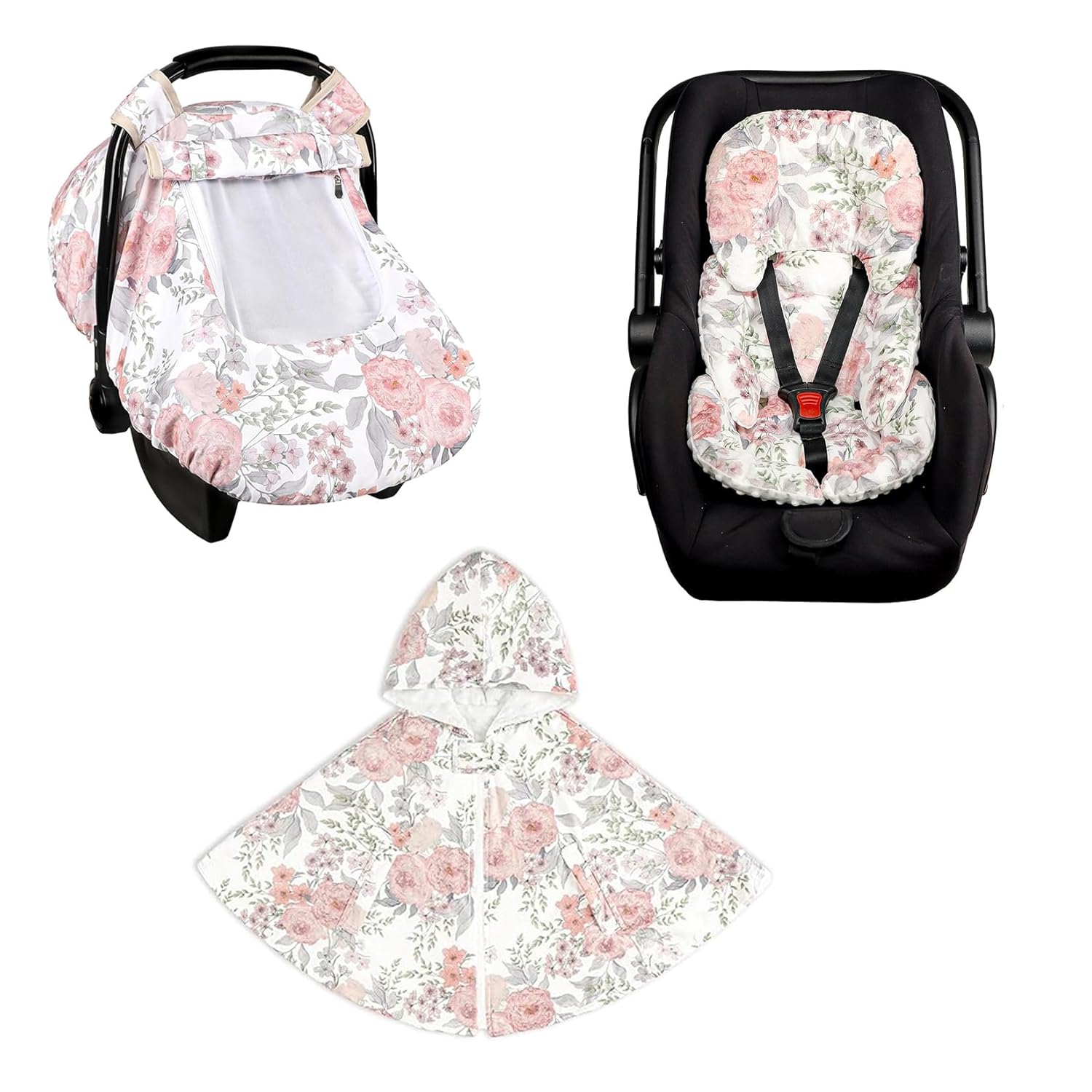 Infant Car Seat Insert, HNHUAMING Baby Car Seat Head & Body Support for Newborn, Car Seat Cover Baby, Baby Car Seat Poncho for Boys Girls