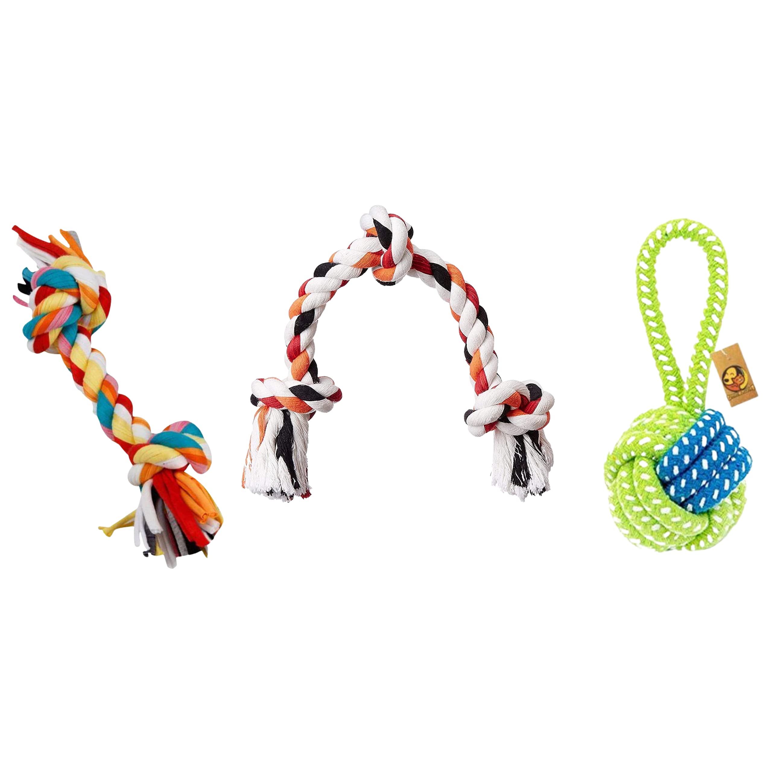 Foodie Puppies Durable Cotton Rope Chew Toy - 2Knot Rope, 3Knot Rope, Handle Ball Rope (Color May Vary) | Chewing, Teething, and Training for Small to Medium Size Dogs and Puppies (B092VW5CT4) Amazon Price History, Amazon Price Tracker