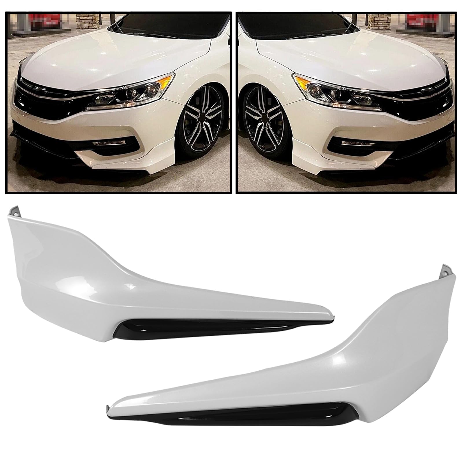 HFP Style Front Bumper Lip Side Splitter – Fits 2016-2017 Honda Accord Sedan (2PC)