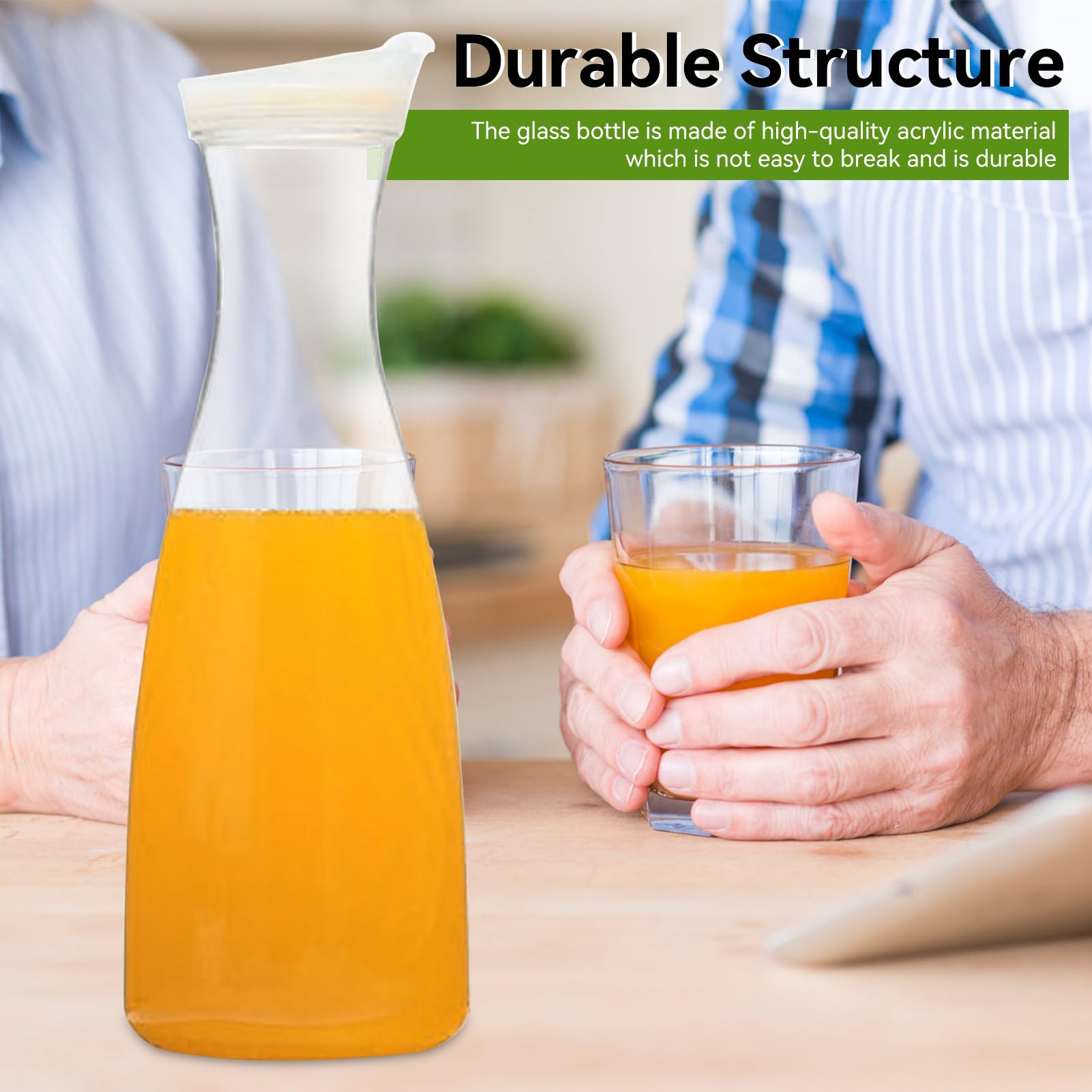 2 Brocche Per Acqua Da 1 Litro | Acrilico Infrangibile | Con Tappo | Senza BPA | Per Bevande Fredde E Calde - Foto 12