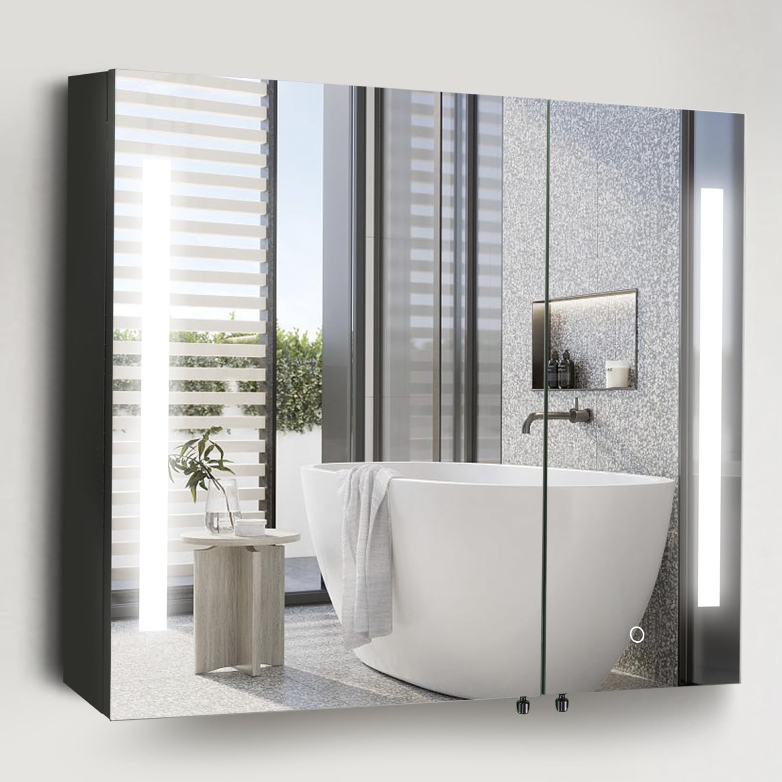 Lighted Medicine Cabinet with Mirror,30 inch X 26 inch Wall Mounted LED Bathroom Medicine Cabinet Mirror with Lights and Storage,Anti-Fog,Dimmable,3000K-6500K Color Temper Change