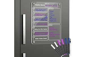 Acrylic Meal Planner Magnetic Menu Board for Kitchen Fridge, Clear Weekly Calendar...