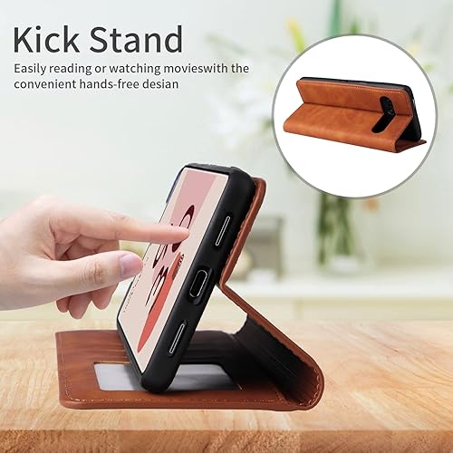 Miniatura 4 de ZZXX Google Pixel 6A - Funda tipo cartera con bloqueo RFID, ranura para tarjetas, función atril, magnética, de piel suave, para Google Pixel 6A