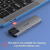 Vista 6 de MOKiN Adaptador multipuerto USB C Hub Mac Dongle para MacBook Pro/Air con puerto HDMI 4K, Gigabit Ethernet, 2 USB, lector de tarjetas TF/SD, USB-C
