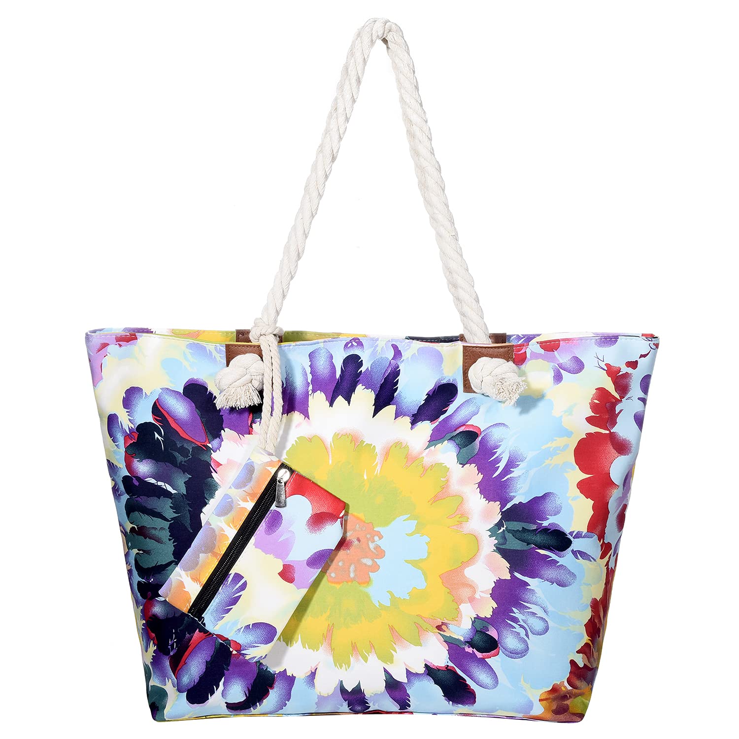 DonDon Bolso de playa grande impermeable con cremallera Aquarelle Life
