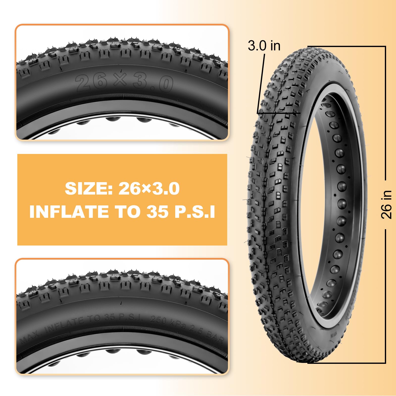 Snapklik.com : 26x30 Fat Bike Tires Set: Hycline 2-Pack 26x3 Inch ...
