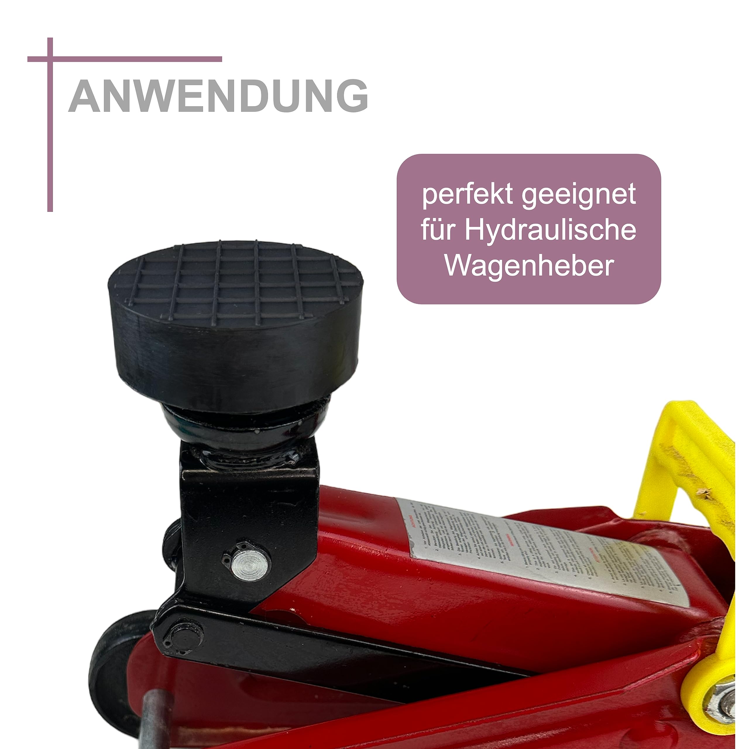 Universele rubberen pad voor krik, 68 x 13 mm blok, Geschikt voor alle auto's tot 3.5 Ton, Anti-slip kriksteun voor het manoeuvreren van krikken, Jack-screw, Workshop, Jack Pad for Cars