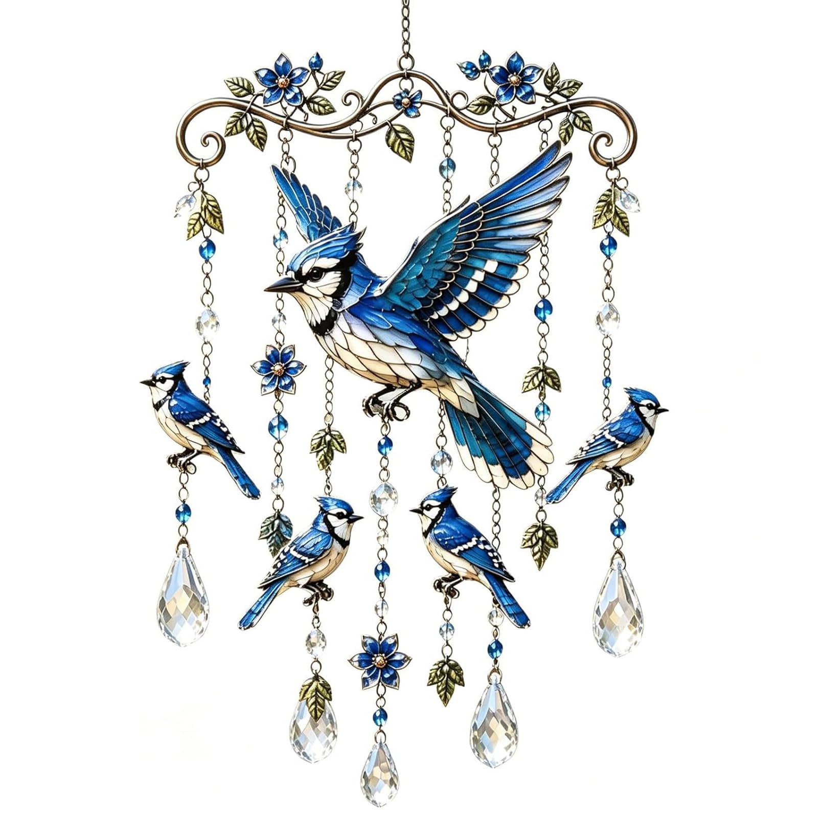 Graceful Hummingbird Wind Chime: Vintage Hummingbird Windchime, Humming Bird Wind Chimes For Outside, Stained Glass & Crystal Sun Catcher for Outdoor Garden Decoration