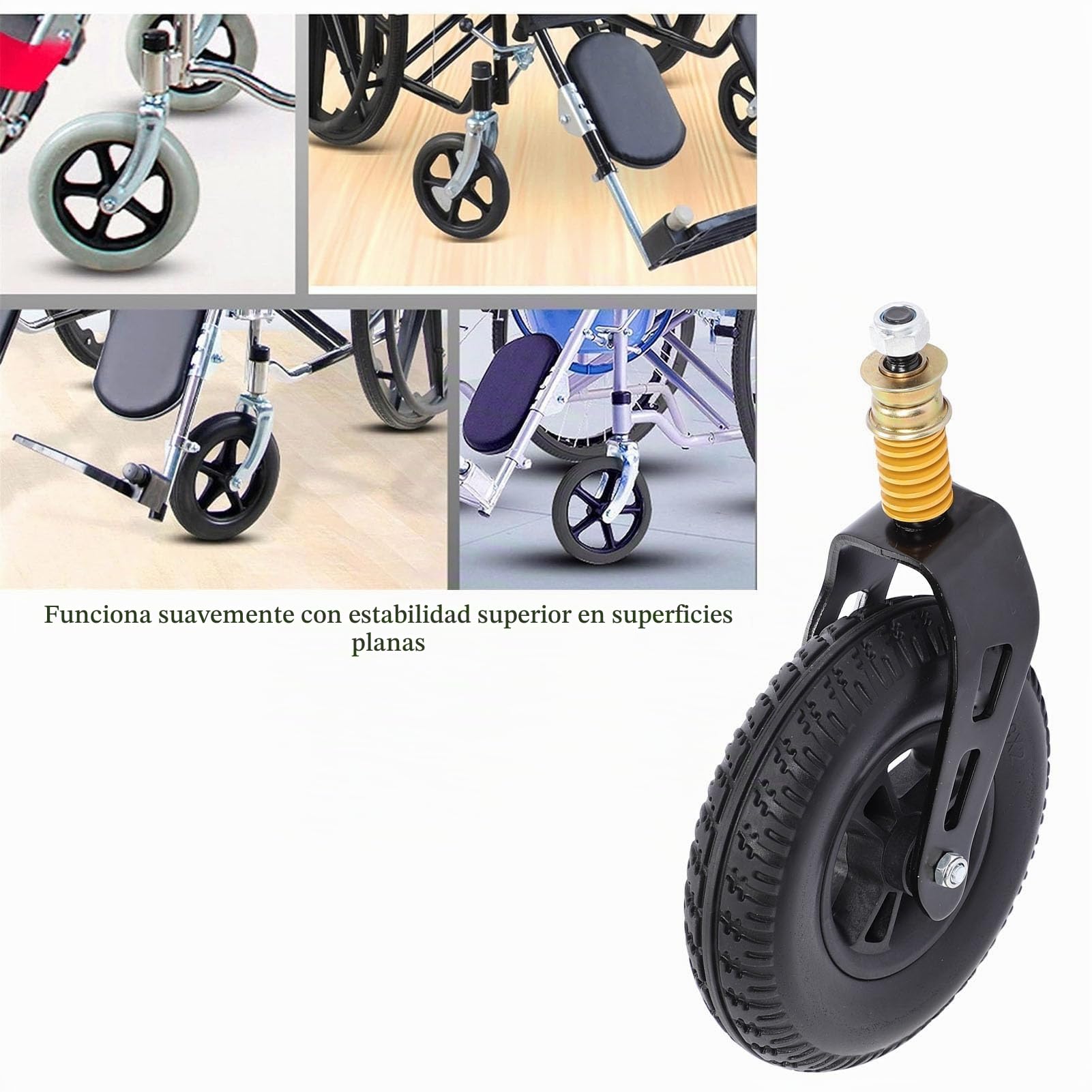 Rueda delantera de 8 pulgadas con tracción de horquilla delantera, rueda giratoria delantera para silla de ruedas y conjunto de horquilla delantera de tracción para andador